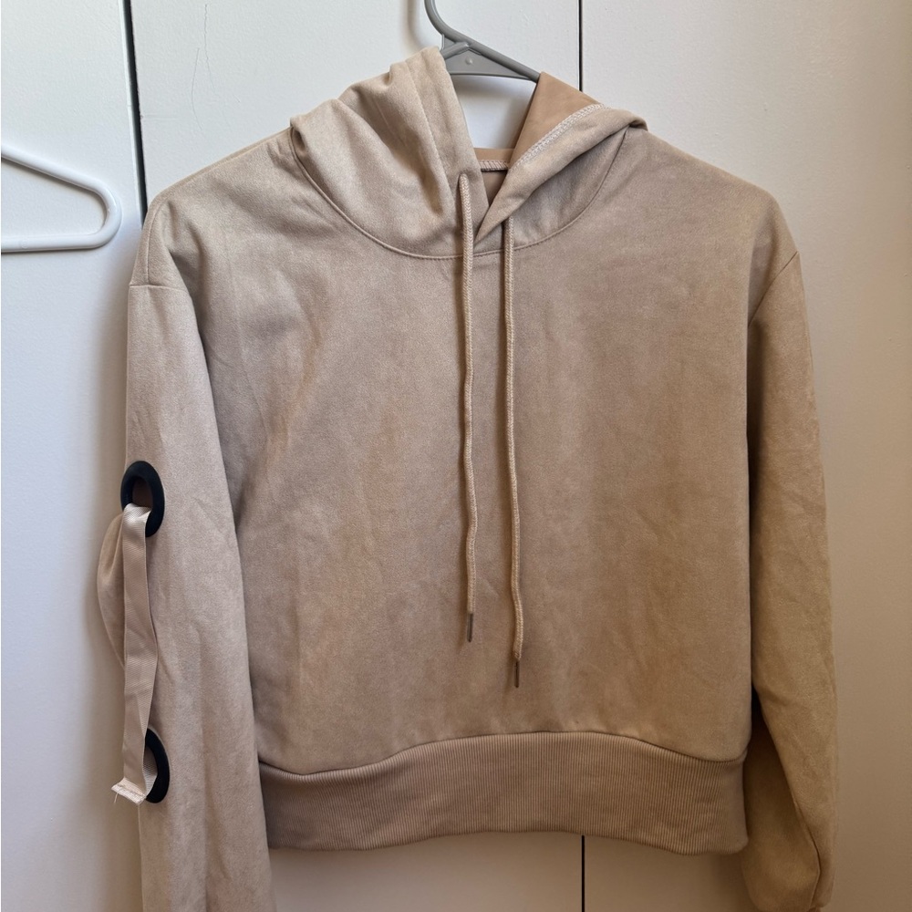 Tan Hoodie with Sleeve Detail